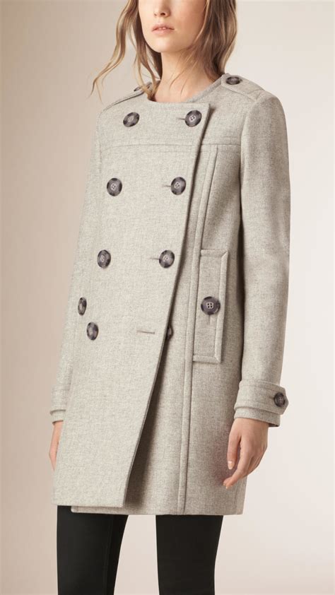 collarless wool blend coat burberry